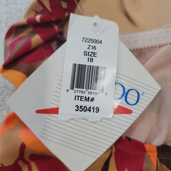 NEW SPEEDO Orange And Brown Floral One Piece Swimsuit Size 18 Vintage - Picture 12 of 13